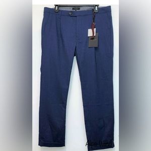 Ted Baker London Men’s Champion Cropped Pleated Trouser in Blue size 30R